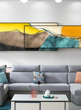 现代简约客厅装饰画北欧轻奢主卧墙面抽象画黄色撞色沙发背景挂画