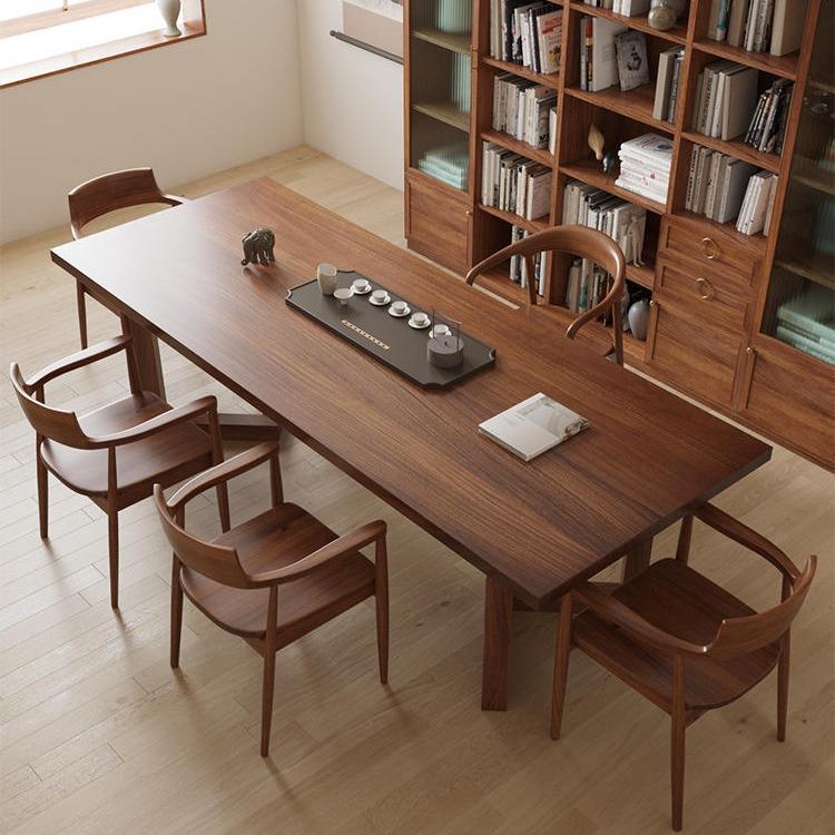 简约现代客厅家用高档茶台阳台茶几南美胡桃木全实木茶桌椅组合