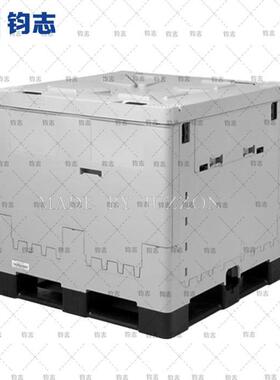 钧志1000L折叠周转箱塑料可折叠吨桶可锁盖适合油漆灰色