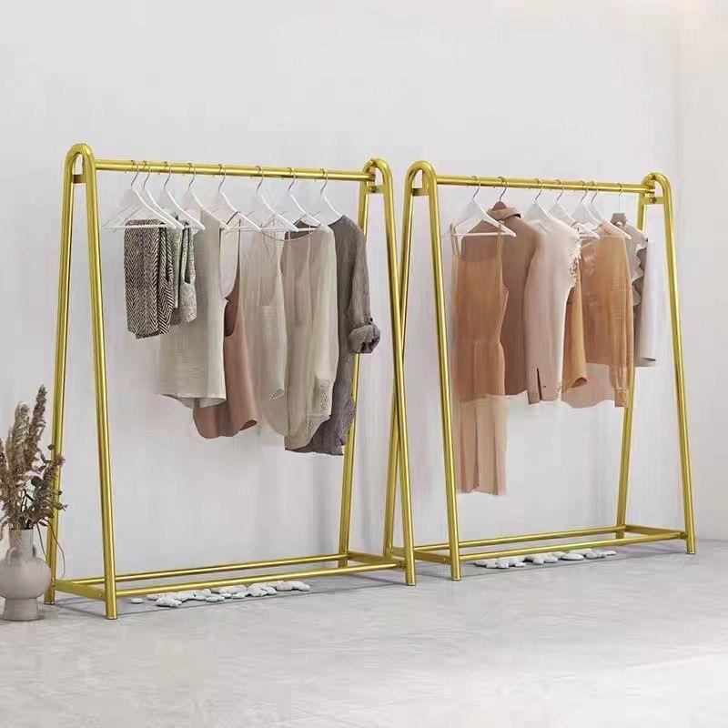 衣架服装店展示架落地式铁艺货架金色女装挂衣杆中岛架陈列架加厚