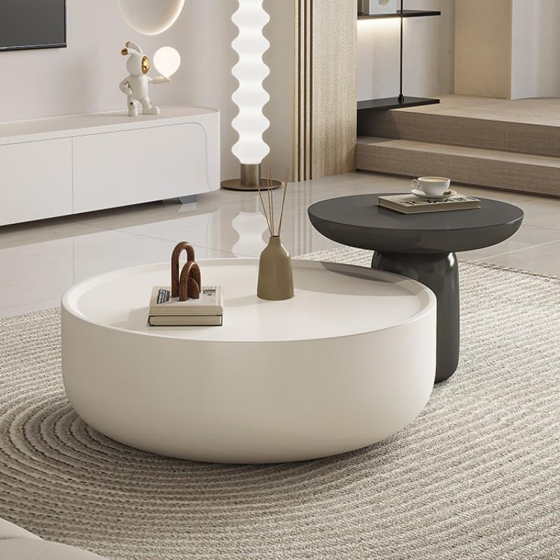 网红奶油风茶几现代简约高级感小户型客厅家用大小圆形茶几家用小
