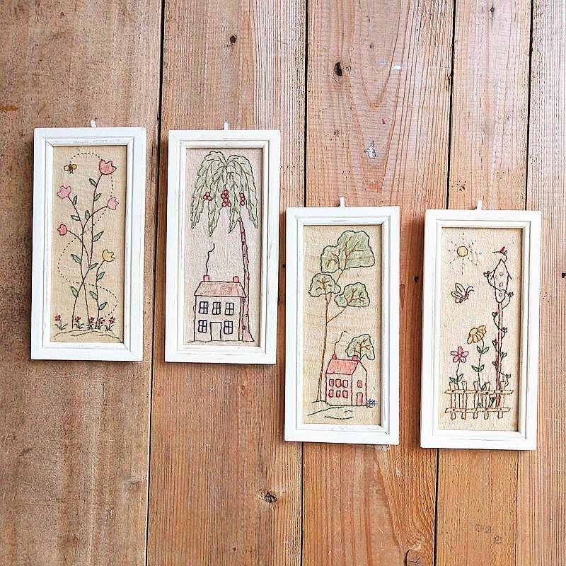 欧式布艺手绣装饰画壁画壁饰挂画客厅房是创意家居美好家园拼套画