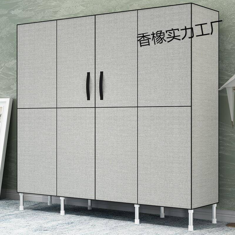 简易组装衣柜卧室双人布艺收纳柜实用布衣柜钢管加粗加固全钢架