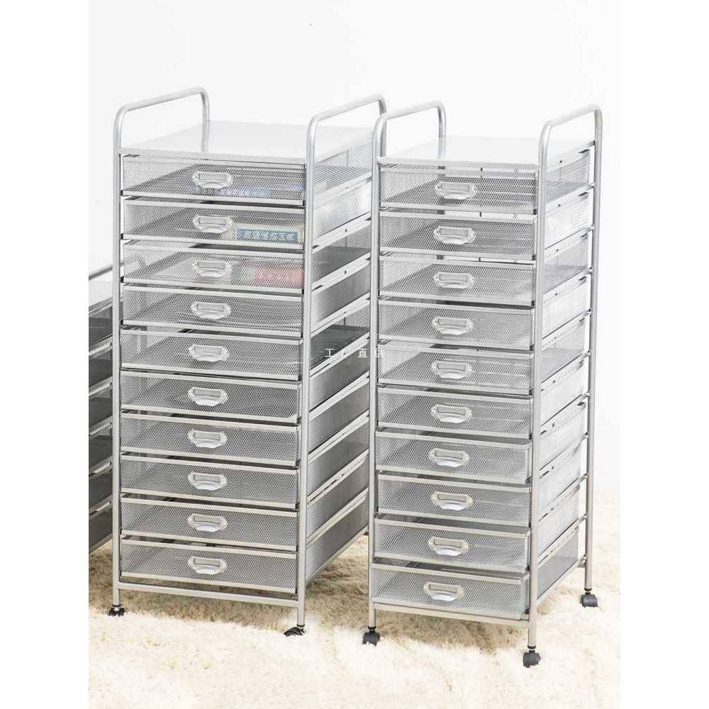 ft铁艺A4多层文件架A3带抽屉推车轮办公收纳资料柜档案分类置物书