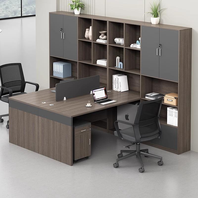 职员办公桌员工位简约现代46人二双四工位卡座办公室桌椅高柜组合