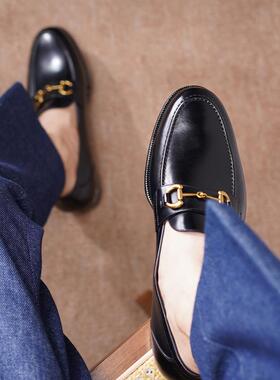 北町2024秋季新款马衔扣乐福商务休闲百搭一脚蹬英伦风真皮琴底