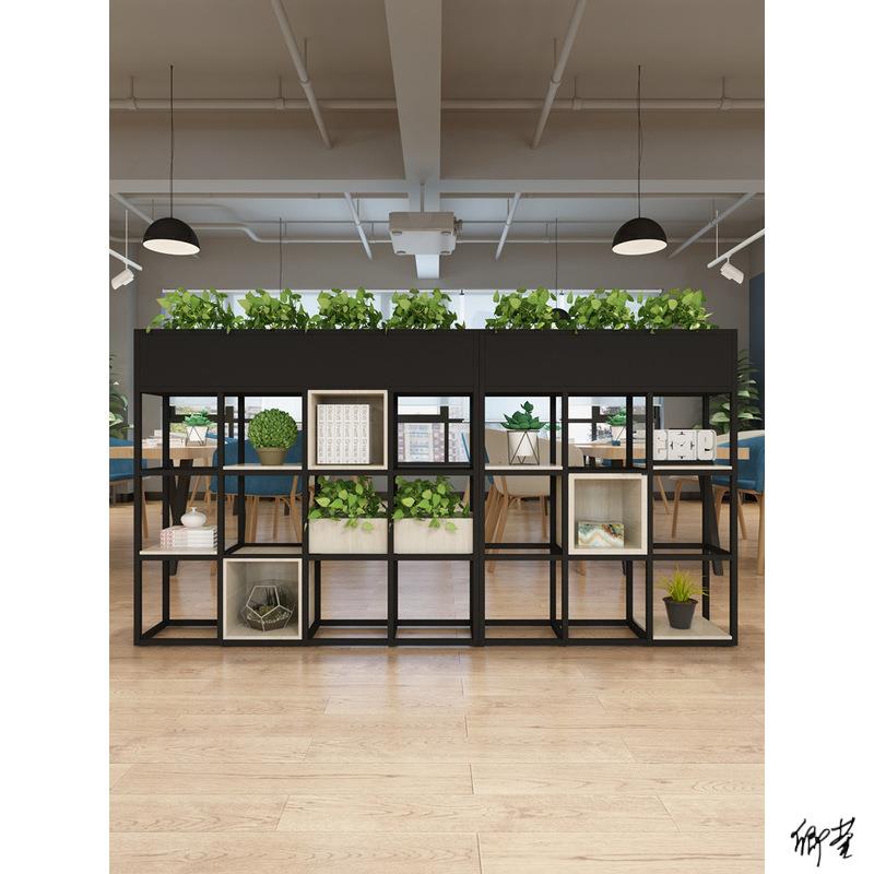 屏风隔断玄关工业风矮墙风屏客厅架隔断柜绿萝花隔断墙遮挡墙花