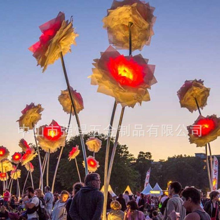 户外七彩花朵景观灯景区休息区网红发光公园玫瑰花造型雕塑装饰灯