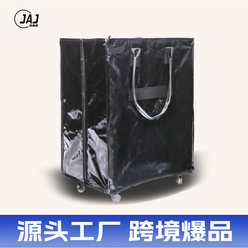 便携手拉买菜车可折叠拖轮包手提带轮买菜袋多功能超市黑色浩肯包