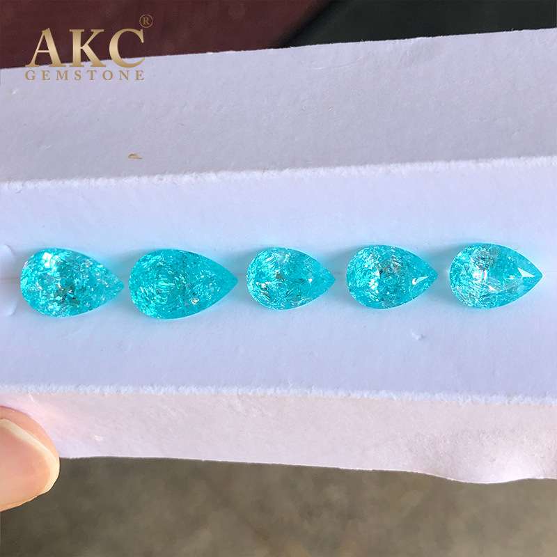 培育宝石实验室人造钇铝榴石仿天然帕拉伊巴碎冰工艺梨形