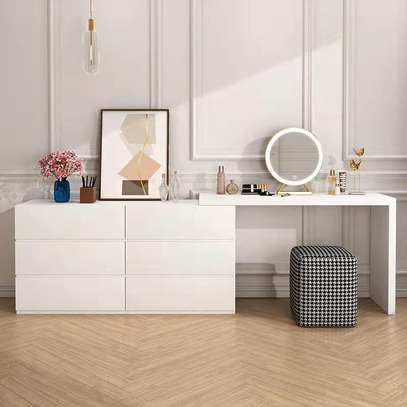 意式极简梳妆台书桌一体柜可卧室多功能化妆桌可伸缩储物柜六斗柜