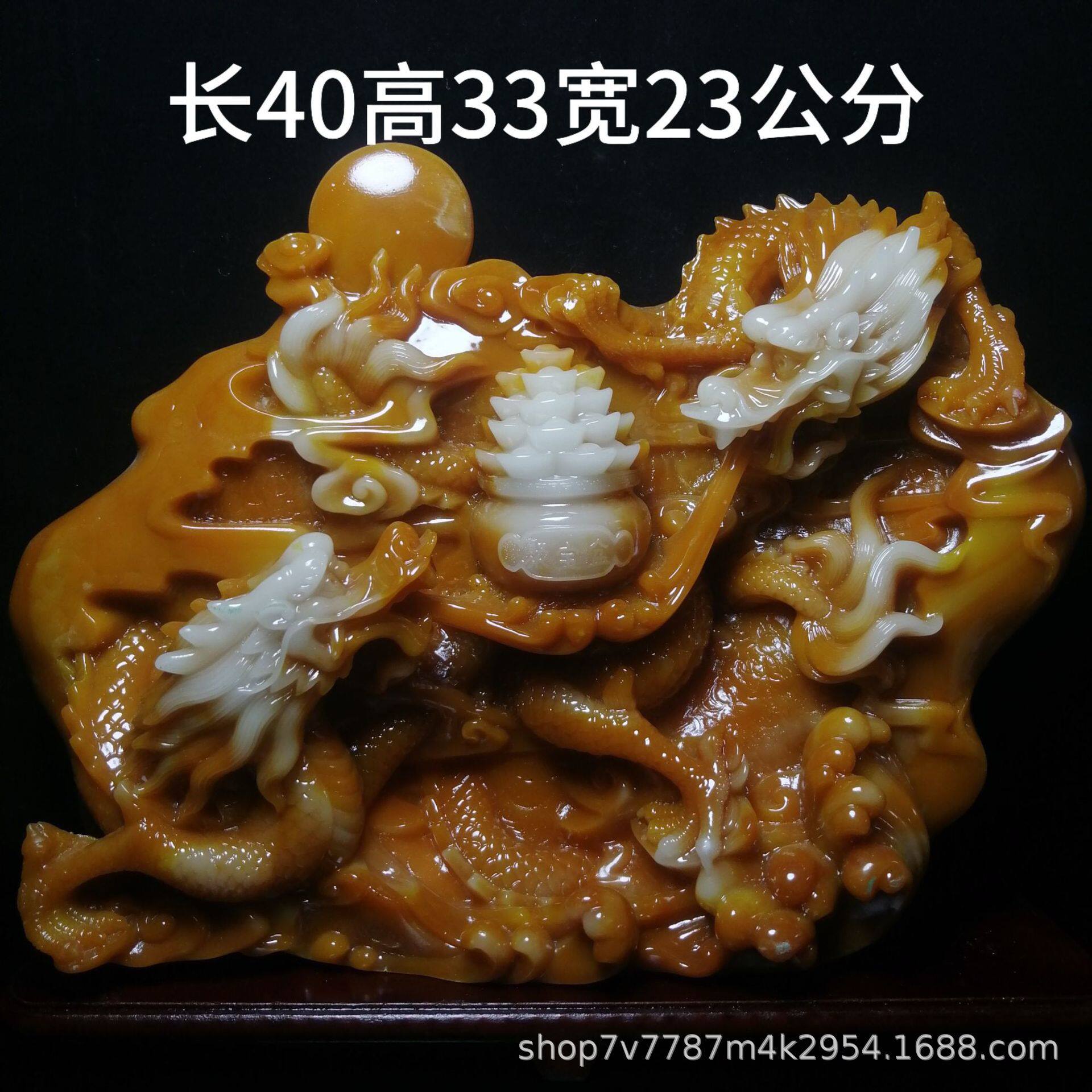 厂家批发工艺品树脂仿寿山石双龙戏珠居家客厅装饰摆件直播货源