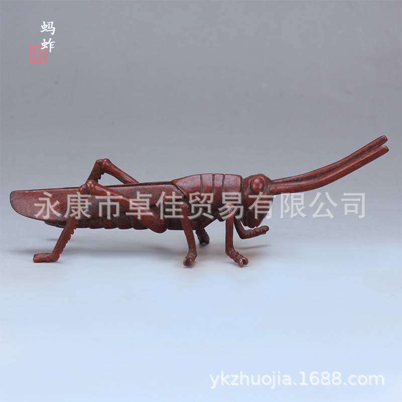 铜制茶宠日式小动物茶玩手工铜制创意小摆件铁壶叉茶道 蚂蚱 甲虫