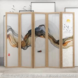 中式实木可折叠屏风客厅餐厅房间简易隔断墙挡风墙可移动实木屏风