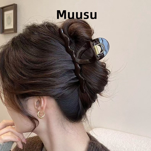 【Muusu】小众设计波浪抓夹气质后脑勺盘发抓夹时尚鲨鱼夹头饰
