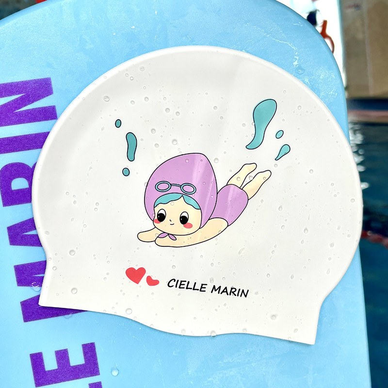 ciellemarin硅胶防水游趣成人儿童游泳帽大号护耳泳帽加大版泳帽图片