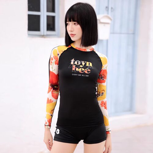 韩国ciellemarin潜水服女沙滩防晒速干泳衣长袖保守浮潜水母衣明