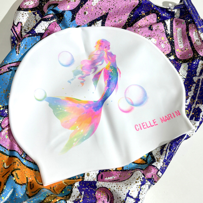 ciellemarin硅胶梦幻人鱼成人儿童游泳帽大号护耳泳帽加大版泳帽