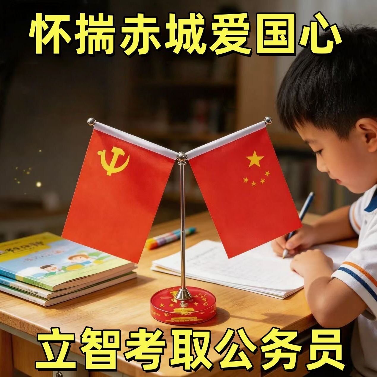 桌摆旗台式汽车摆件办公室客厅装饰国旗五星红旗水晶装饰车内装饰
