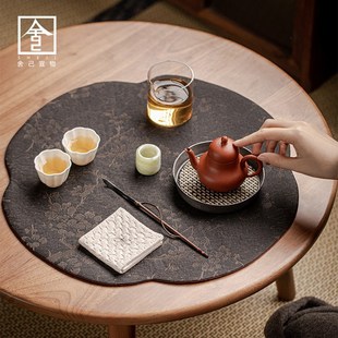 手工香云纱干泡茶席小型双面防水茶垫布禅意创意茶具壶垫茶道配件