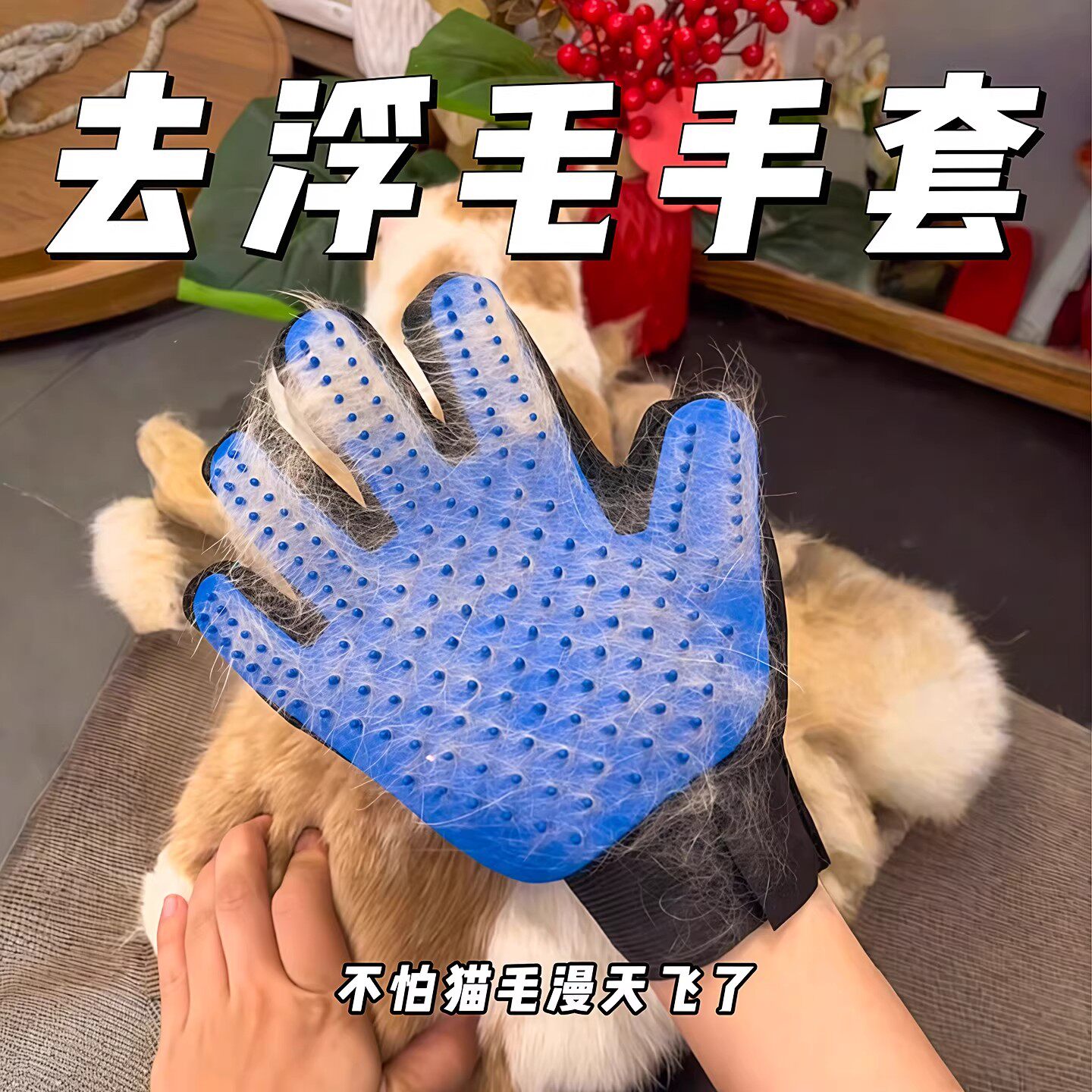 撸猫手套去浮毛除毛神器宠物清洁防咬猫专用梳子梳毛猫咪用品大全