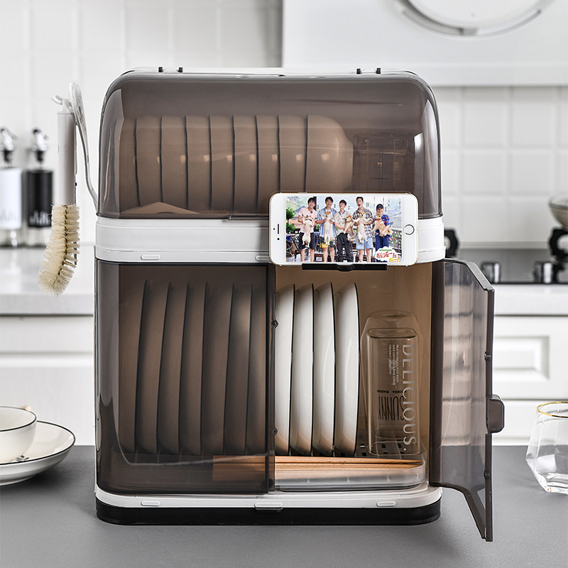 碗筷碗柜晾碗架沥水架塑料放碗碟架带盖加厚碗盘收纳盒厨房置物架,厨房/烹饪用具,碗架,淘宝优惠券,粉丝福利购,淘宝优惠卷