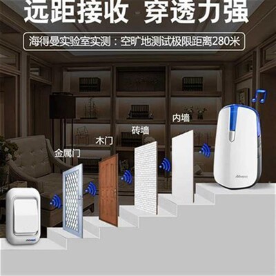 海得曼门铃无线家用交流一拖二超远距离电子遥控老人呼叫器防水