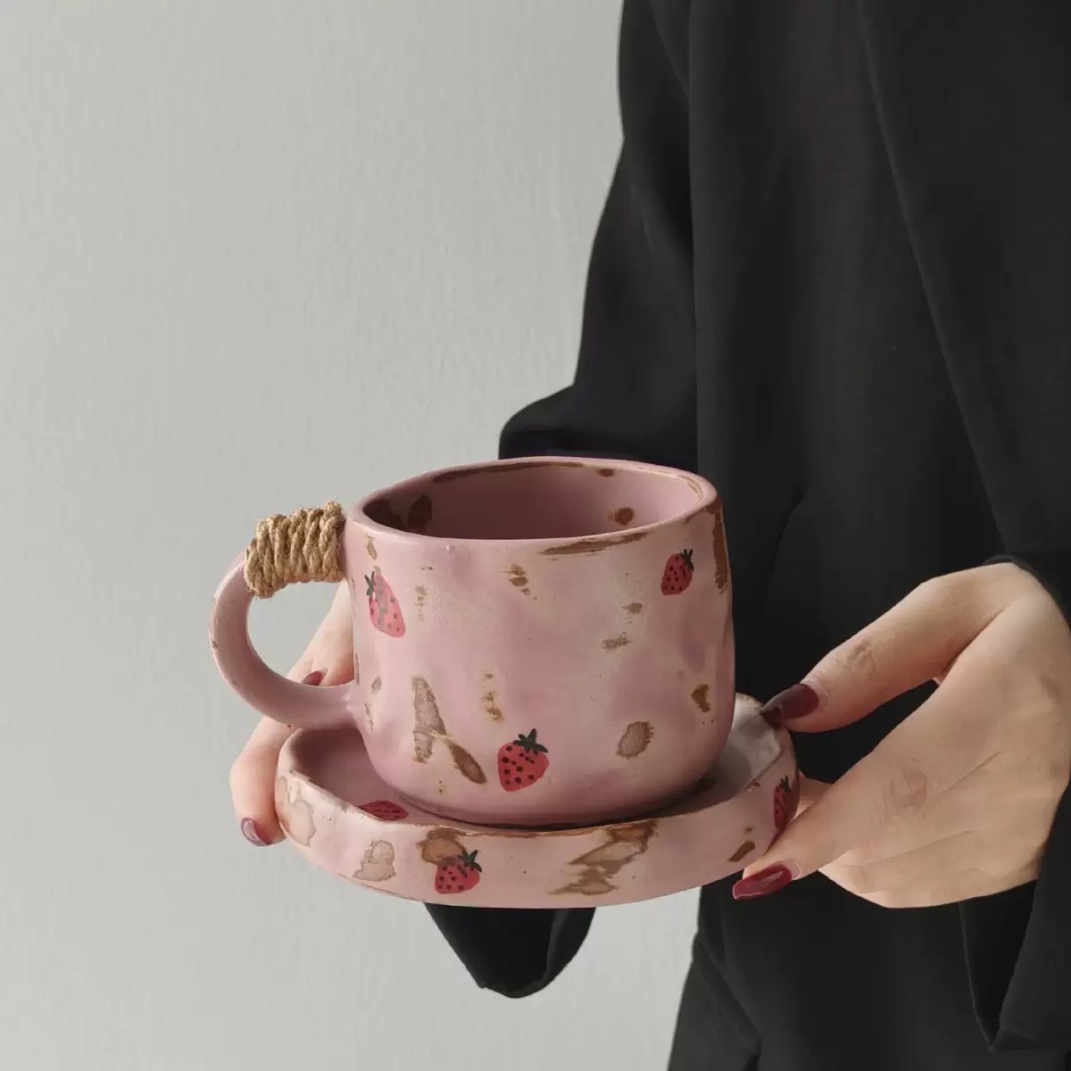 玫瑰家小众窑变幻彩咖啡杯套装