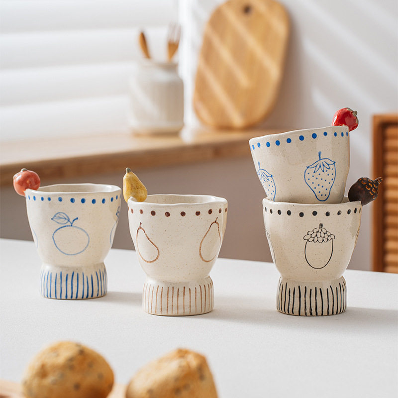 玫瑰家手绘陶瓷水果手握杯杯咖啡杯复古粗陶杯子高脚杯手拿杯子,餐饮具,拉花缸/拉花杯/打奶缸,淘宝优惠券,粉丝福利购,淘宝优惠卷