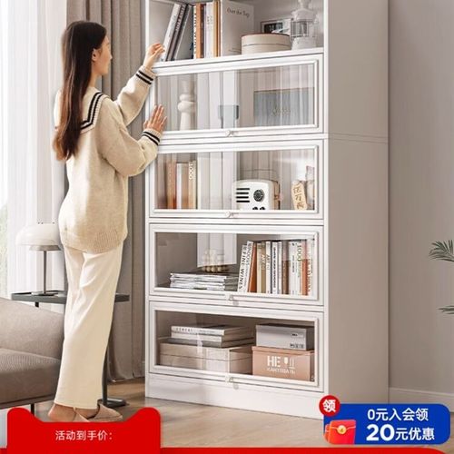 书架落地客厅防尘仿玻璃门置物架展示柜家用储物收纳柜子学生书柜