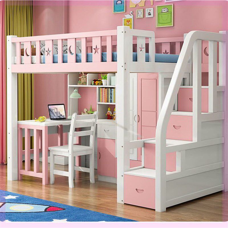 儿童上下床书桌衣柜上床下桌实木加厚加粗组合多功能小户型高架床