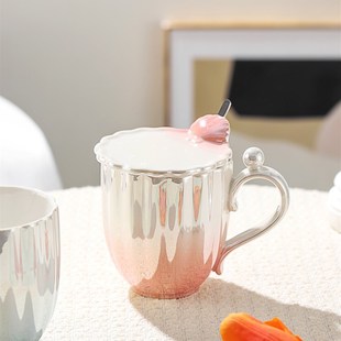 高颜值马克杯家用带盖陶瓷水杯办公室可爱咖啡杯喝水杯子女生