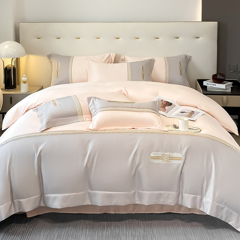 夏季天丝四件套高级感双面丝滑被套裸睡床单床笠简约冰丝床上用品