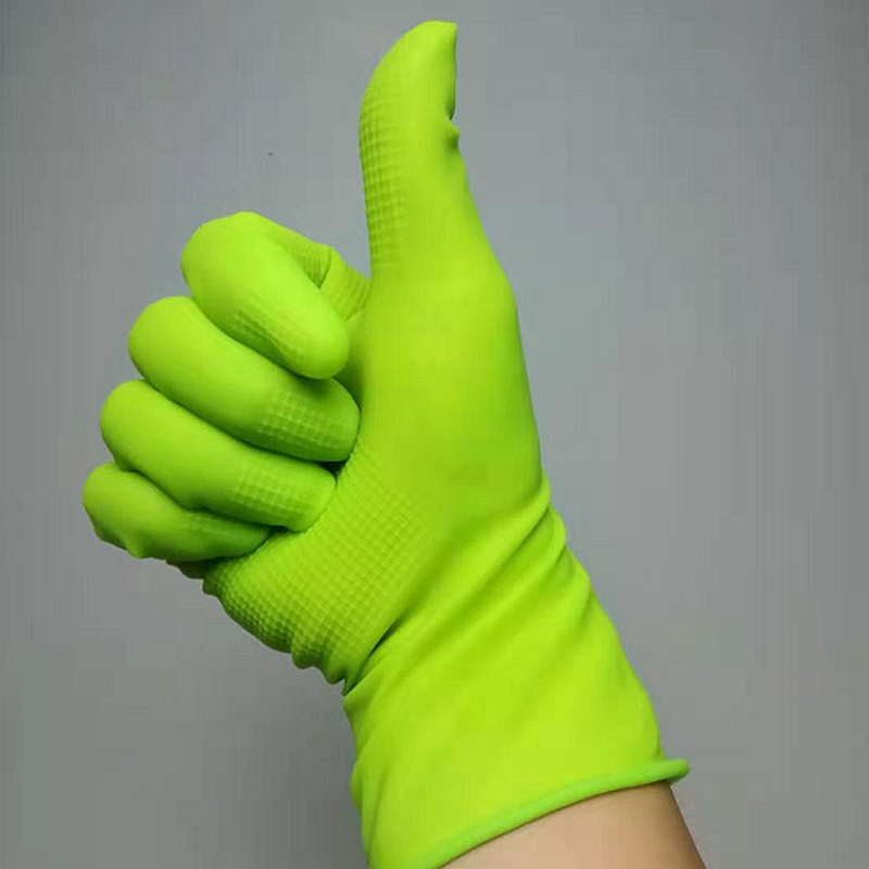 10双装贴手型短款家务清洁乳胶手套女洗碗厨房家用防水防滑高弹性