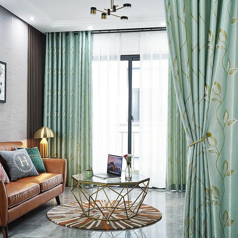 田园加厚提花成品卧室隔断客厅高遮光窗帘布落地窗阳台飘窗小短帘