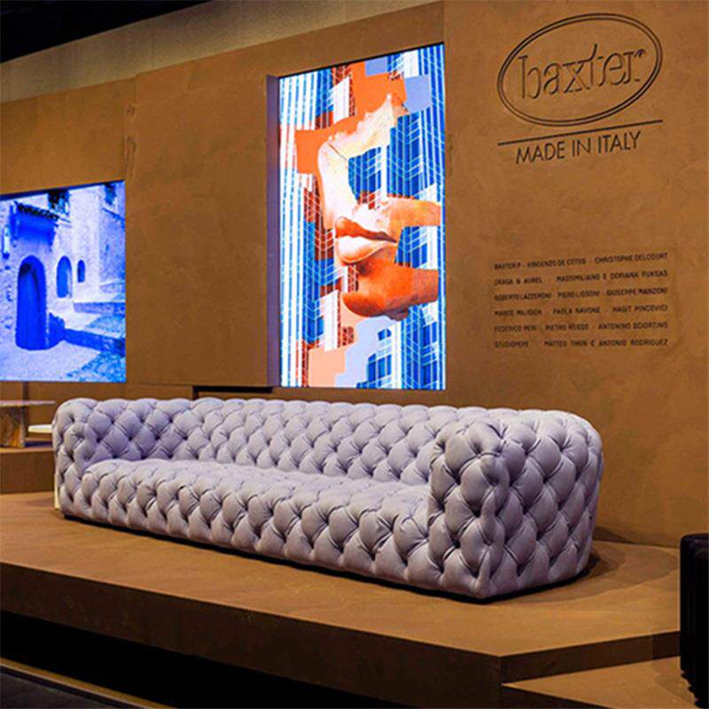 意式轻奢拉扣沙发极简直排布艺家具大小户型科技布艺家具贵妃组合