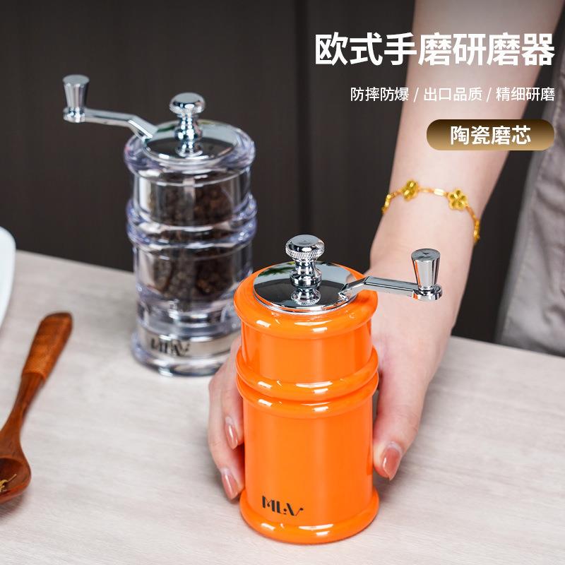 PC胡椒磨研磨器花椒玫瑰海盐磨粉神器调味瓶复古手摇式西餐厅专用