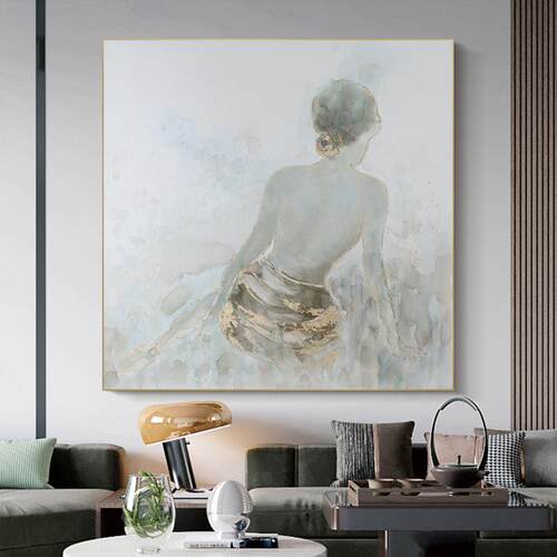 手绘油画《背影》客厅装饰画玄关抽象挂画餐厅简约现代轻奢手工画