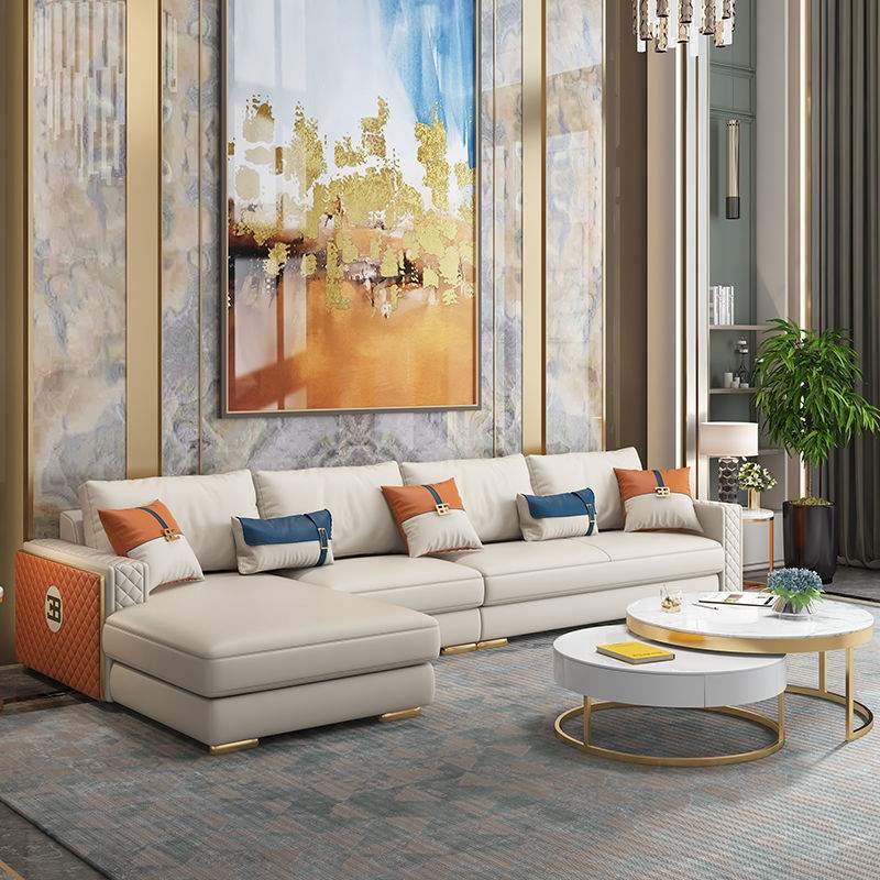 轻奢沙发高端大小户型沙发客厅转角沙发后现代简约皮沙发SF705