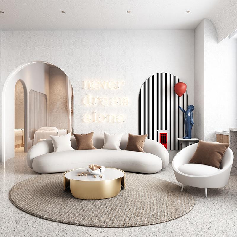 简约轻奢沙发茶几组合休闲酒店接待售楼处洽谈桌椅美容院商务网红