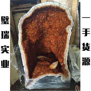 天然黄水晶聚宝盆巴西天然黄晶洞黄水晶洞水晶摆件