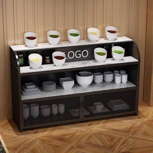铁艺调味台自助火锅店烧烤酱香料大理石调料台商用实木餐边柜整装
