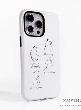 原创小众韩国菲林磁吸适用苹果17promax手机壳iphone16不会撞新款全包简约可爱情侣白色高级感二合一线条猫咪