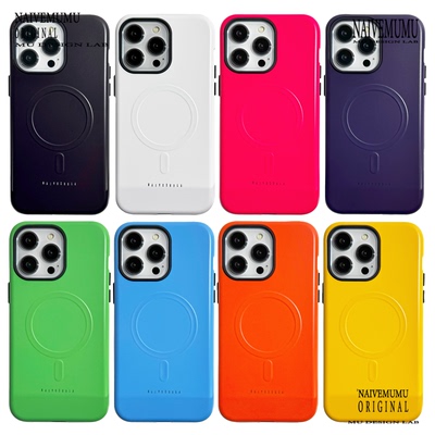 原创小众韩国进口菲林磁吸适用苹果16promax手机壳iphone15新款14防摔全包简约情侣高级感女生二合一糖果纯色