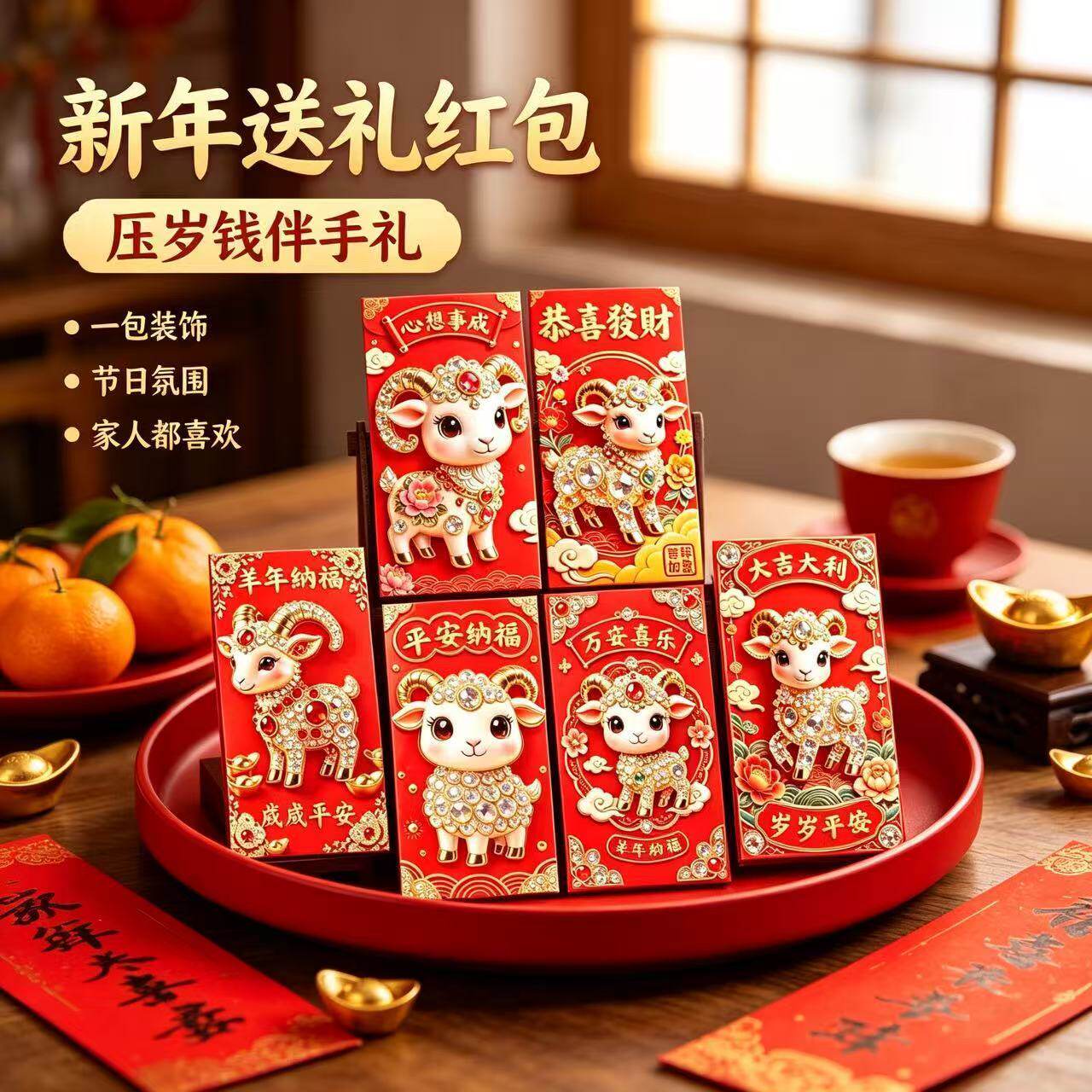 2027立体羊年钻石彩印利是封
