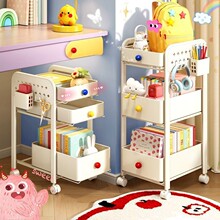 书包置物架家用多层桌下滑轮柜放书本零食收纳架可移动厨房小推车