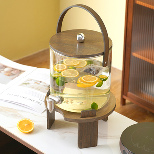 2025新款 玻璃冷水带龙头大容量耐高温冷热双用5L凉水桶果汁饮料罐