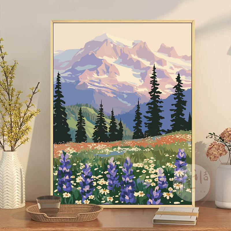 日照金山-风景数字油画diy材料包手工油彩画唯美高级感客厅装饰画,家居饰品,DIY/数字油画,淘宝优惠券,粉丝福利购,淘宝优惠卷