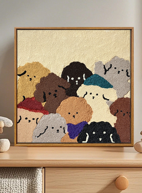 卡通小狗-石英砂肌理画diy数字油画儿童手工画丙烯填色装饰画摆件