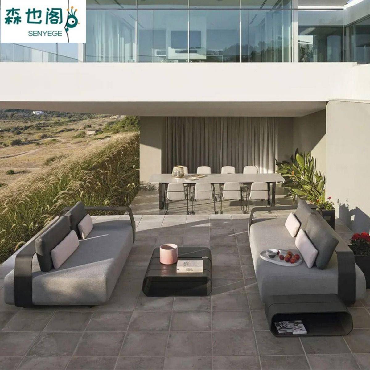 户外沙发酒店别墅庭院花园铝合金外露组合阳台设计师座椅售楼部